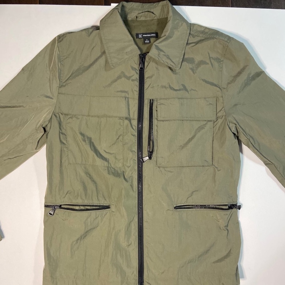Green Collar Windbreaker Zipper Jacket